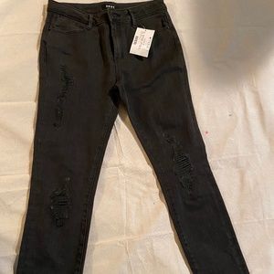 Black  DKNY Distressed Skinny Jeans